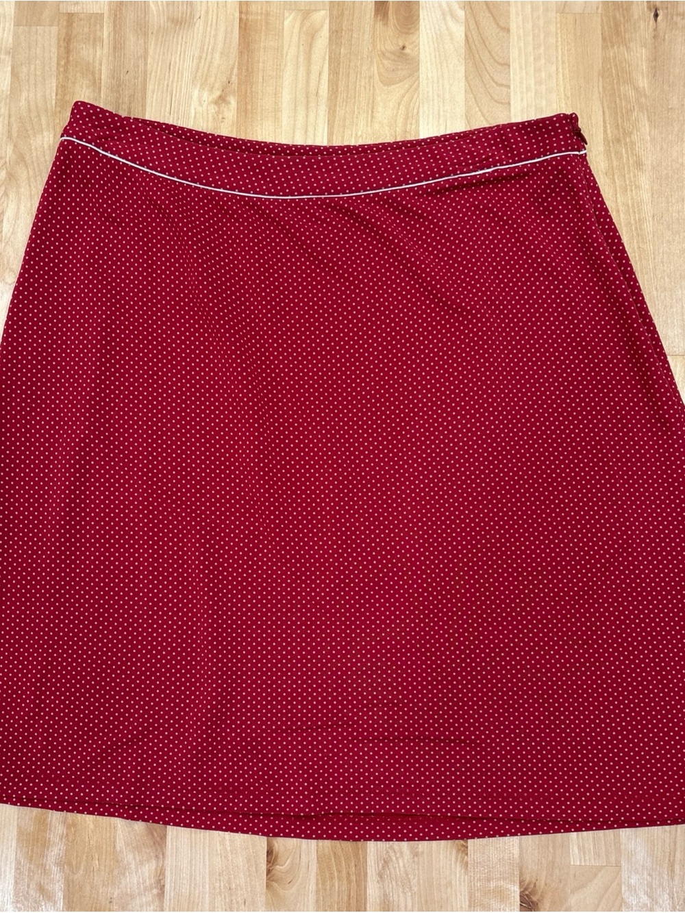 Ann Taylor Skirt Womens 10 Red White Polka Dot Pencil Knee Rayon Stretch Zip